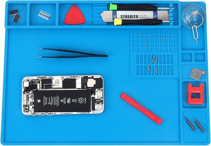Soldering Mat Electronics Repair Mat, Silicone Work Mat Heat Resistant 932°F, Magnetic Mat for Screws and Tools, Solder Mat Silicone Pad for Watch, Phone, Eyeglass, Knife, Size 13.8 "x 9.9". (reserve stock)
