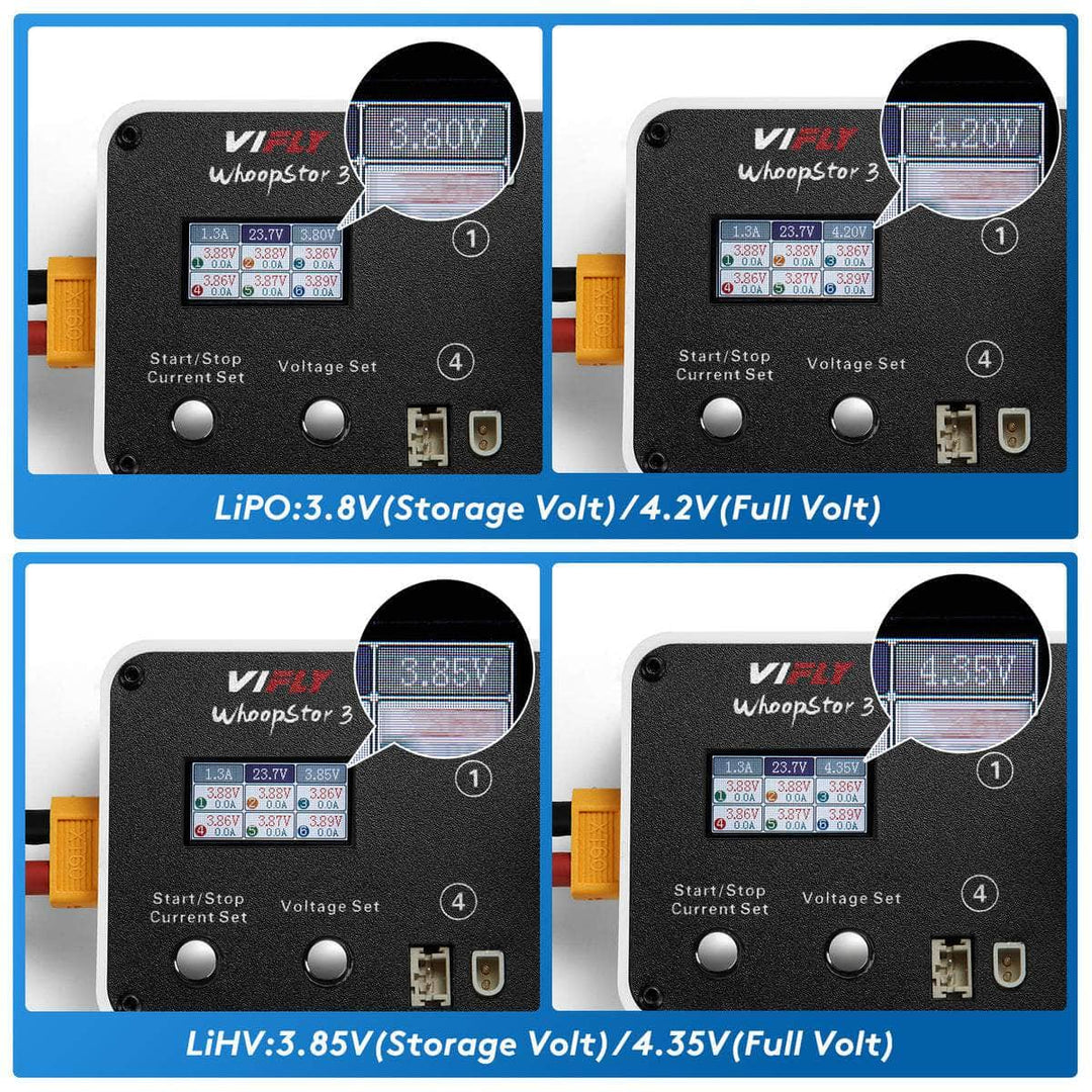 ViFly WhoopStor V3 1S LiPo/LiHV 6 Channel DC/USB-C Whoop Charger & Discharger for BT2.0 & PH2.0 - Choose Your Color