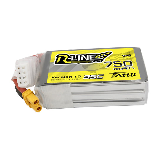 Tattu 750mAh 3S 95C 11.1V R-Line Lipo Battery Pack With XT30 Plug