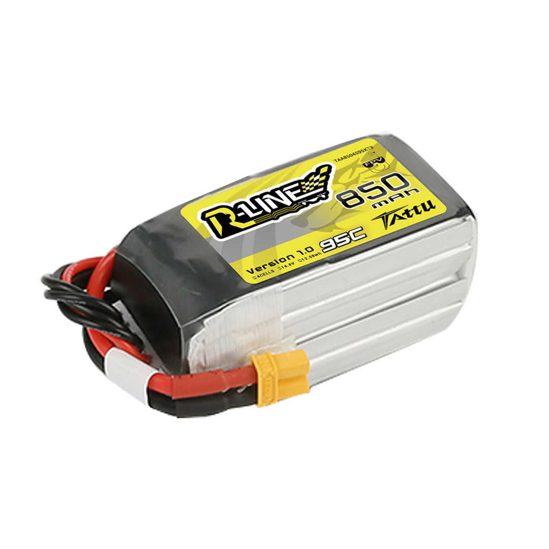 Tattu 850mAh 4s 95C 14.8V R-Line Lipo Battery Pack With XT30 Plug