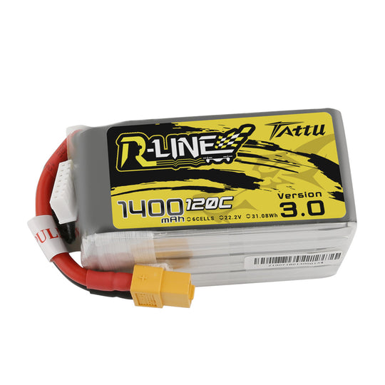 Tattu R-Line 1400mAh 6S 120C 22.2V Version 3.0 Lipo Battery Pack with XT60 Plug