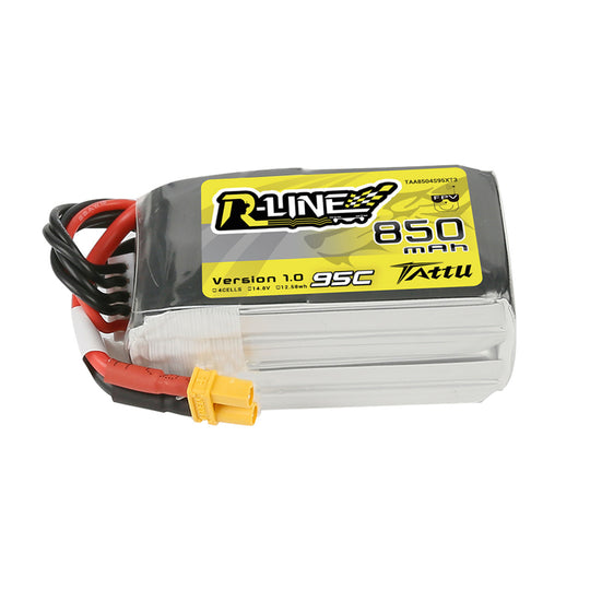 Tattu 850mAh 4s 95C 14.8V R-Line Lipo Battery Pack With XT30 Plug