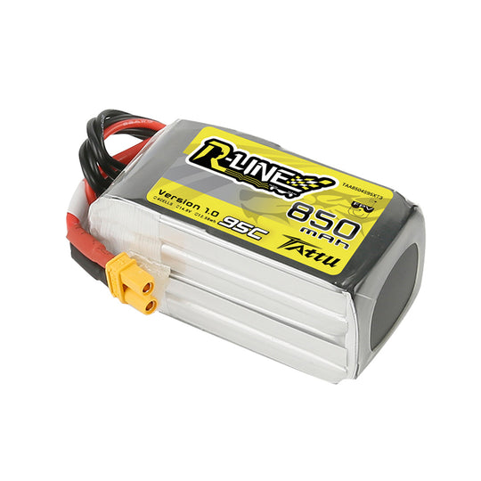 Tattu 850mAh 4s 95C 14.8V R-Line Lipo Battery Pack With XT30 Plug