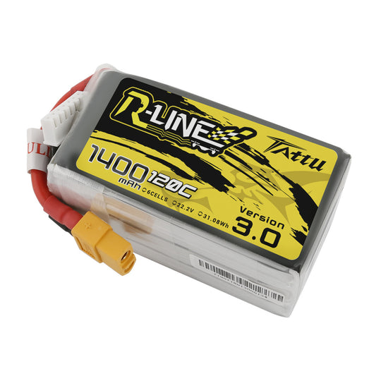 Tattu R-Line 1400mAh 6S 120C 22.2V Version 3.0 Lipo Battery Pack with XT60 Plug