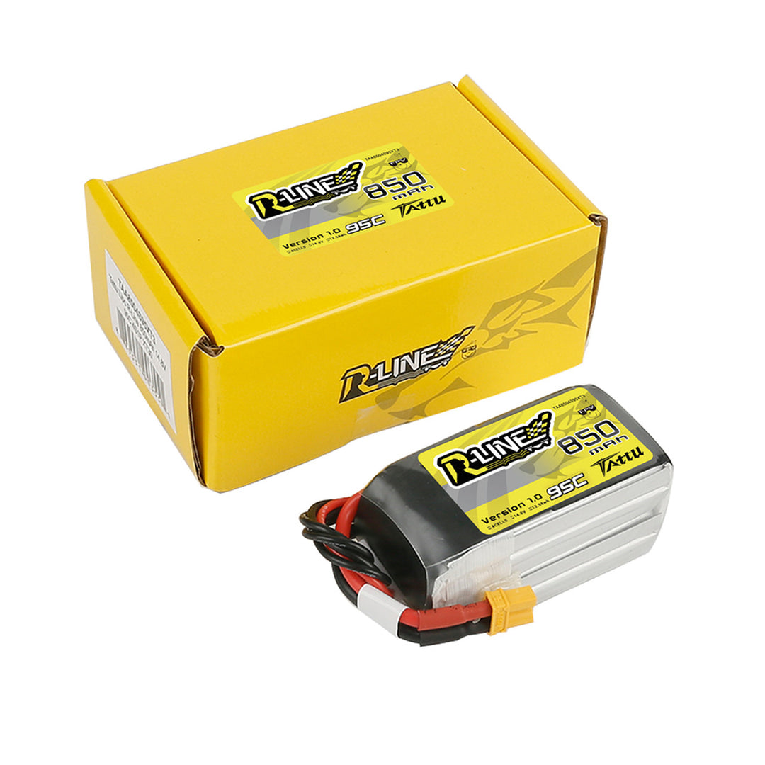 Tattu 850mAh 4s 95C 14.8V R-Line Lipo Battery Pack With XT30 Plug