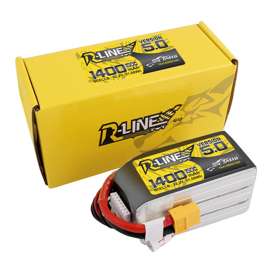 Tattu R-Line Version 5.0 1400mAh 6S 150C 22.2V LiPo Battery Pack with XT60 Plug