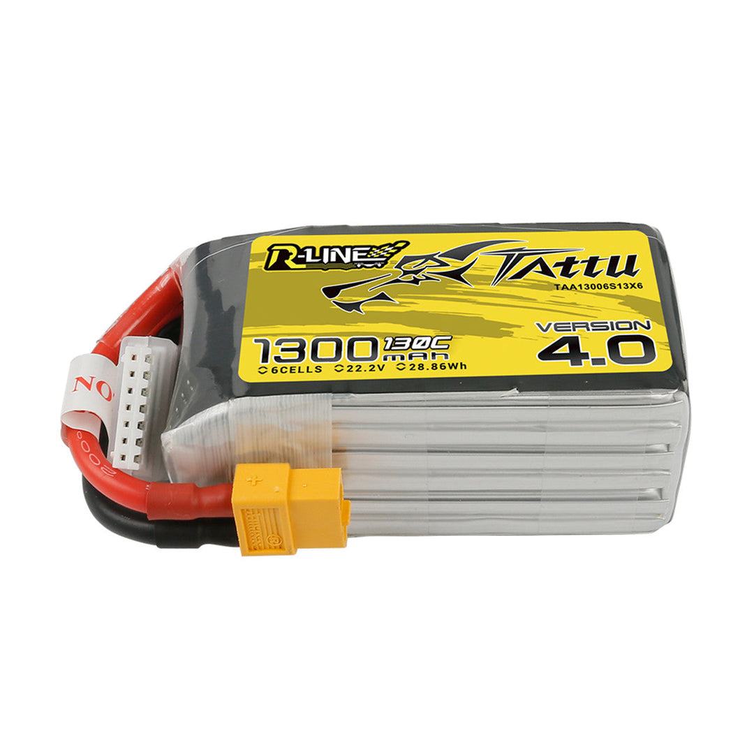 Tattu R-Line Version 4.0 1300mAh 6S 130C 22.2V LiPo Battery Pack with XT60 Plug