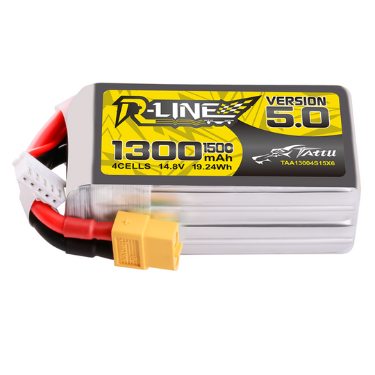 Tattu R-Line Version 5.0 1300mAh 4S 14.8V 150C LiPo Battery Pack with XT60 Plug