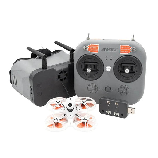 EMAX RTF Tinyhawk III Plus Whoop Ready-to-Fly ELRS 2.4GHz HDZero Kit w/ Goggles, Radio Transmitter, Batteries, Charger, Case and Drone