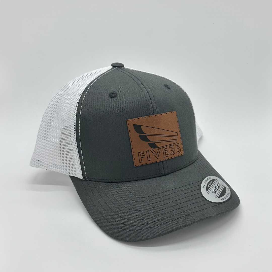 Five33 Leather Patch Hat (White and Grey)