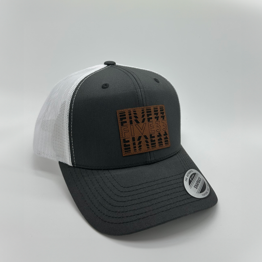 Five33 Leather Patch Hat (White and Grey)
