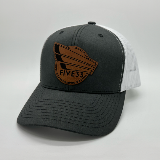 Five33 Leather Patch Hat (White and Grey)