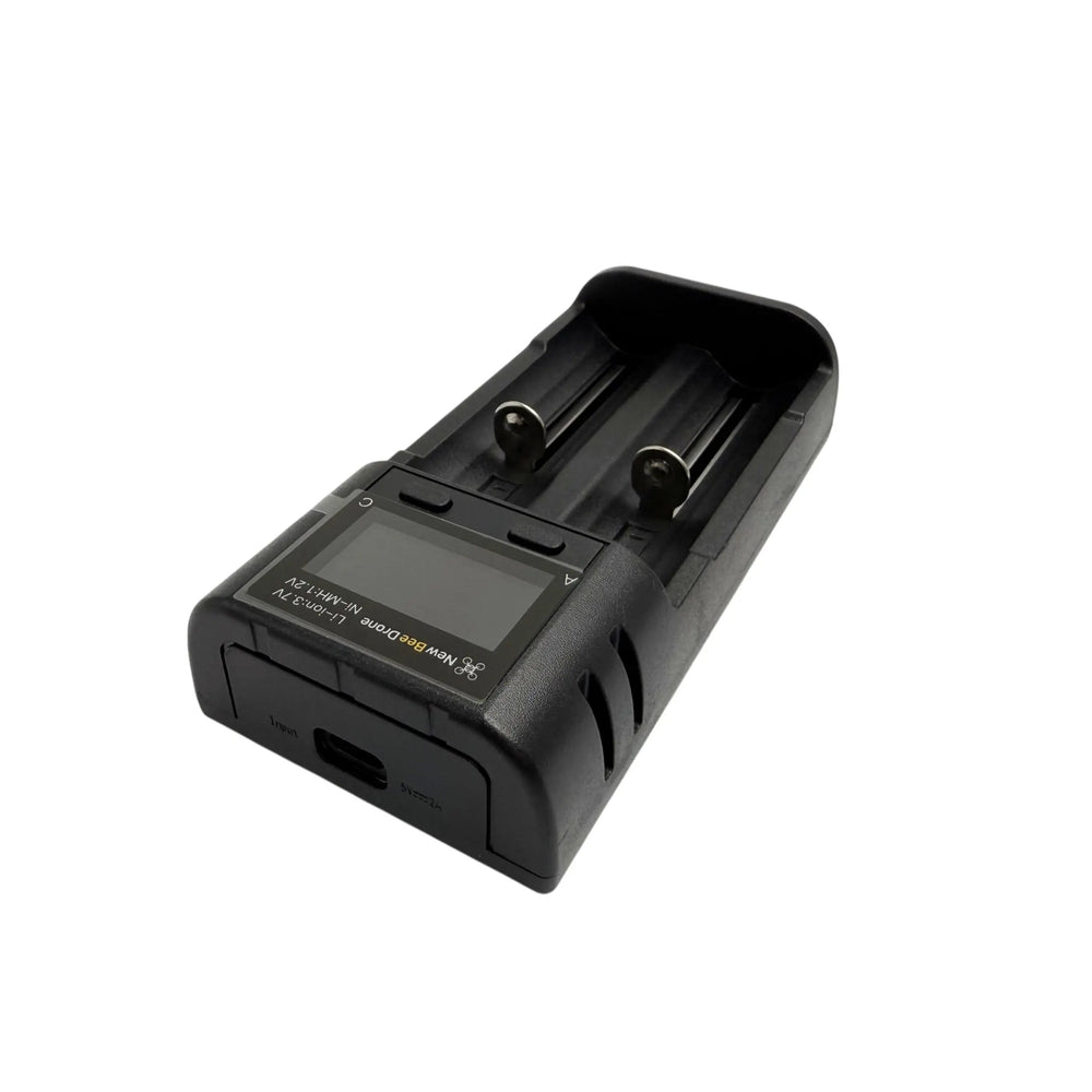 NewBeeDrone Nectar Injector Cylindro Charger – Dual-Slot USB-C Charger for 18650/21700 & NiMH/NiCD