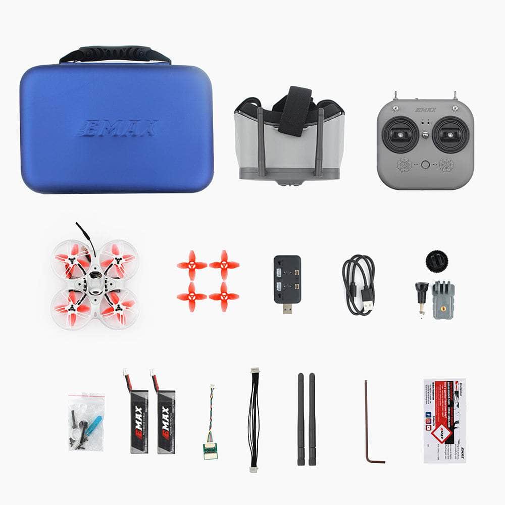 EMAX RTF Tinyhawk III Plus Whoop Ready-to-Fly ELRS 2.4GHz Analog Kit w/ Goggles, Radio Transmitter, Batteries, Charger, Case and Drone