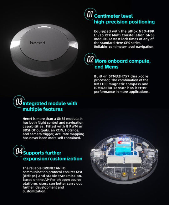 Here4 Blue Multiband RTK GNSS/GPS with bluetooth5.2