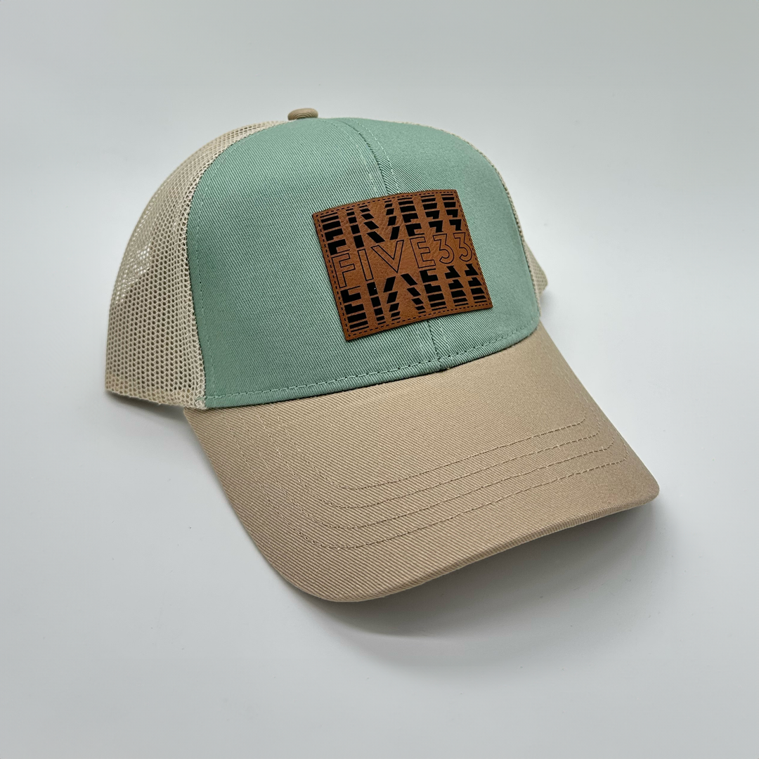 Five33 Leather Patch Hat (Green and Khaki)